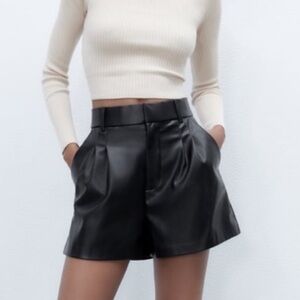 BNWT Zara Faux Leather Pleated Shorts